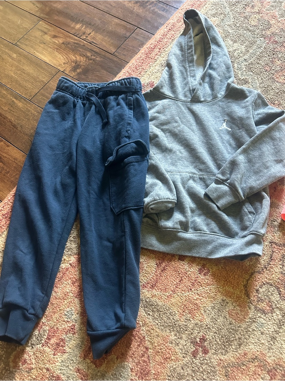 Jordan Kids' Grey Hoodie and Navy Jogger Pants Set size 5
